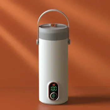 휴대용 무선 충전식 전기 주전자 열 끓는 컵, 여행 자동차 물 보일러 온도 제어 보온병 400ml