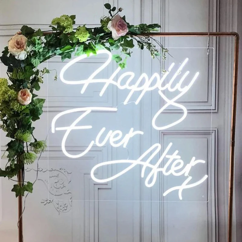

Wedding Decoration Happily Ever After Neon Sign Custom Outdoor Wedding Party Engagement LED Neon Light Home Room Wall Art Decor