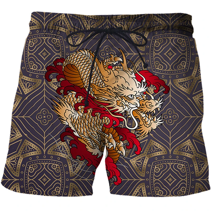 

2022 Men Women 3D Printed Chinese dragon totem Shorts Trunks Summer New Quick Dry Beach Casual Sweatpants Short Pants