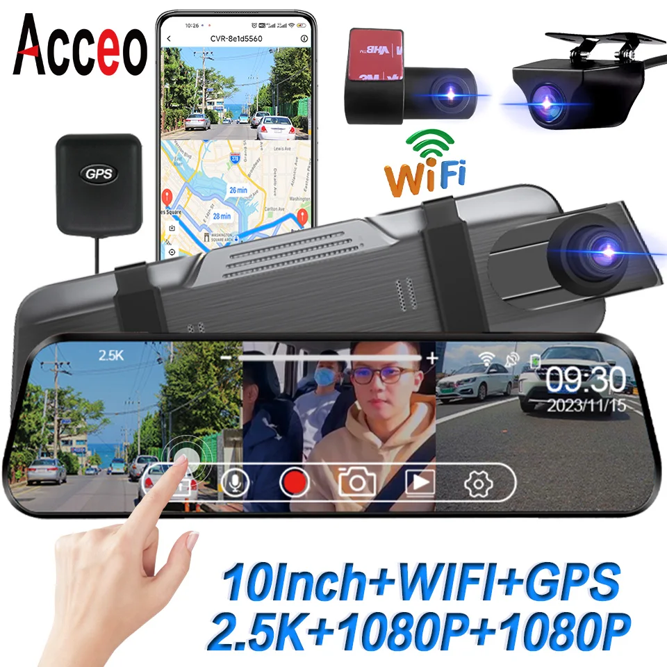 ACCEO Car DVR 2.5K WIFI Dash Cam 10 Inch Room Rearview Mirror For 3 Camera Support 1080P Black Box Rear View Camera For Car
ACCEO Car DVR 2.5K WIFI Dash Cam 10 Inch Room Rearview Mirror For 3 Camera Support 1080P Black Box Rear View Camera For Car