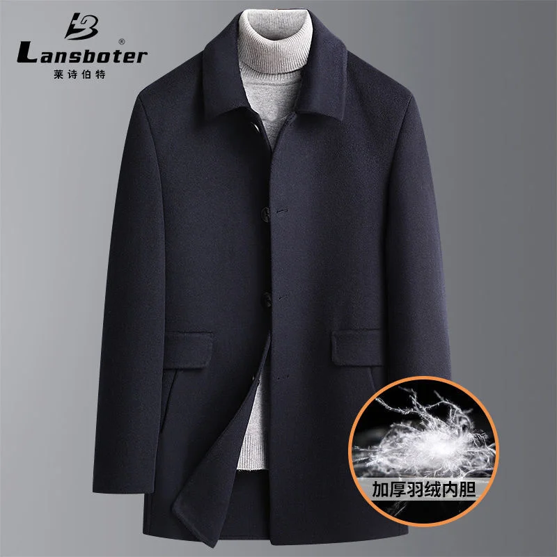 Осенне-зимнее твидовое пальто со съемной подкладкой, двустороннее мужское утепленное твидовое пальто средней длины из твида