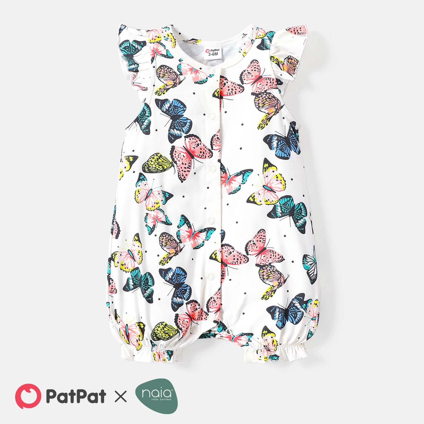 

PatPat Naia™ Baby Girl Polka Dots or Butterfly Print Flutter-sleeve Romper