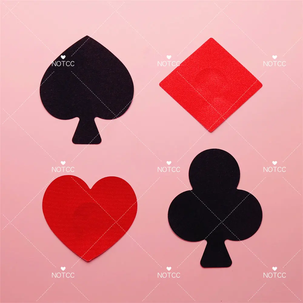 

NOTCC 10 Pairs Poker Shape Nipple Covers for Women Beauty Breast Pasties Breathable Disposable Chest Stickers Spades Diamonds
