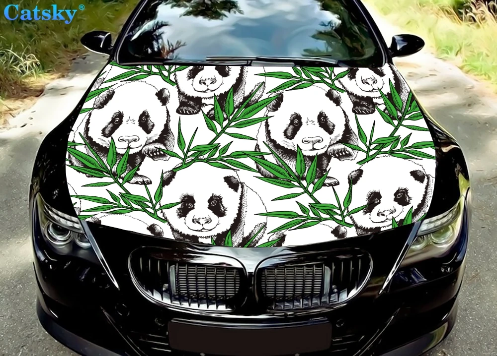 

Panda, panda car sticker, panda sticker,Car Floor Mats,Car hood wrap lion decal, bonnet vinyl sticker, full color graphic decal