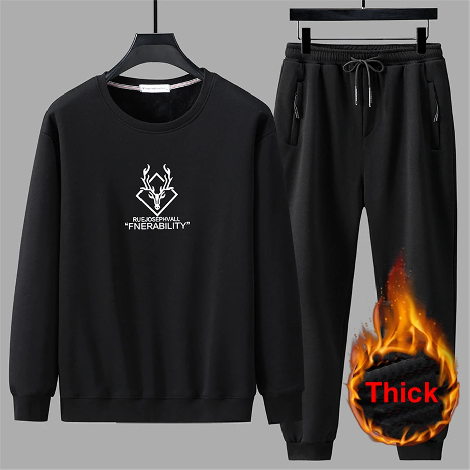 

10XL Plus Size Sets Men Autumn Winter Fleece Tracksuit Sportswear Male Fashion Casual Jogger Men Sweatpants Sweatshirt Suits