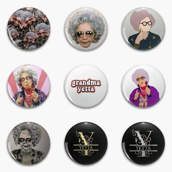 

Grandma Yetta Soft Button Pin Hat Creative Jewelry Badge Brooch Fashion Gift Cute Cartoon Clothes Lover Women Collar Funny Metal