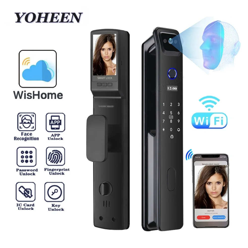 Biometric Fingerprint Face Recognition Waterproof Smart Door Lock with Camera Screen Wifi App Remotely Unlock Key Code Nfc C
Biometric Fingerprint Face Recognition Waterproof Smart Door Lock with Camera Screen Wifi App Remotely Unlock Key Code Nfc C