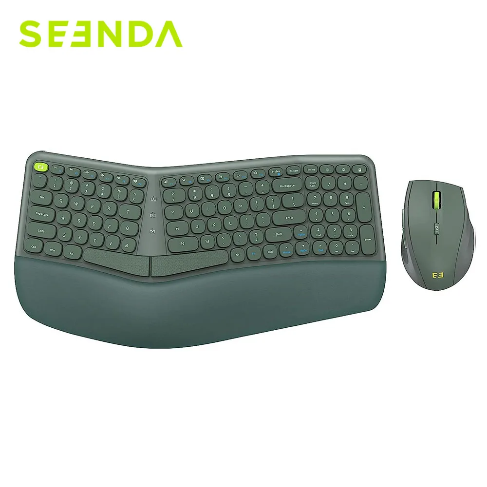 

SEENDA Split Ergonomic Wireless Keyboard and Mouse Combo 2.4Ghz USB Receiver Ergo Keyboards 3 Adjustable DPI Mice for Computer