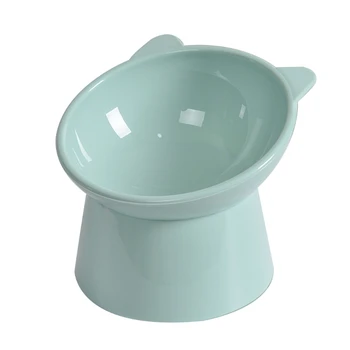 고양이 먹이를 위해 올려진 개 그릇 높은 스탠드가 있는 물그릇 애완동물 먹이 그릇 흘림 방지 45° 기울어진 애완동물 접시 파란색/녹색/P