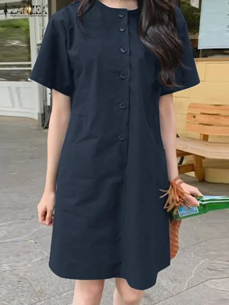 ZANZEA Women Summer Dress Fashion Solid Color Work Sundress Short Sleeve O Neck Vestidos Femme Holiday Dresses Knee Length Robe
ZANZEA Women Summer Dress Fashion Solid Color Work Sundress Short Sleeve O Neck Vestidos Femme Holiday Dresses Knee Length Robe
