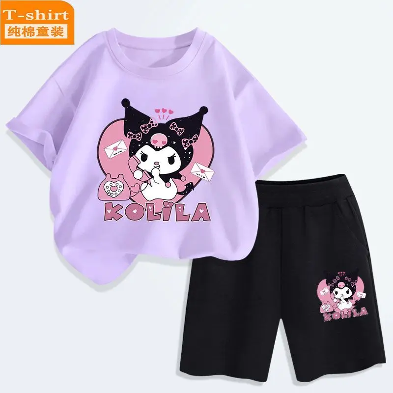 2Pcs Girl Heart Kuromi Short Sleeved Pants Kawaii Sanrioed Anime Summer Sweeet Cute Cartoon Children Sportswear T-Shirt Kid Gift
2Pcs Girl Heart Kuromi Short Sleeved Pants Kawaii Sanrioed Anime Summer Sweeet Cute Cartoon Children Sportswear T-Shirt Kid Gift