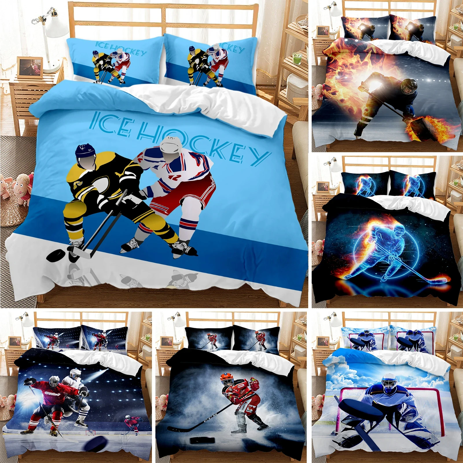 Ice Hockey Duvet Cover Twin Hockey Sport Player Bedding Set Winter Extreme Sport Game Comforter Cover Soft Polyester Quitl Cover 
Ice Hockey Duvet Cover Twin Hockey Sport Player Bedding Set Winter Extreme Sport Game Comforter Cover Soft Polyester Quitl Cover