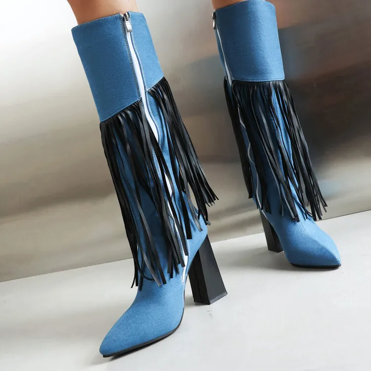 2023 Autumn/Winter New Contrast Tassel Fashion Boots Side Zipper Pointed Thick Heel High Heel Long Sleeve Women's Boots
2023 Autumn/Winter New Contrast Tassel Fashion Boots Side Zipper Pointed Thick Heel High Heel Long Sleeve Women's Boots