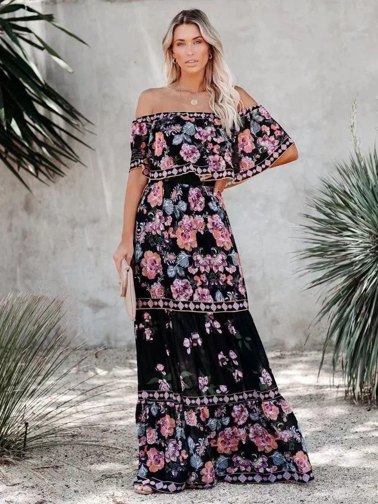 Spring Summer Asymmetry Midi Dresses Women Designer Off Shoulder Blue and White Porcelain Ruffled Hem Loose Dress Vestidos Robe
Spring Summer Asymmetry Midi Dresses Women Designer Off Shoulder Blue and White Porcelain Ruffled Hem Loose Dress Vestidos Robe