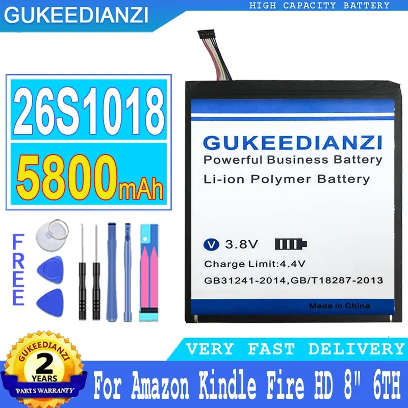Аккумулятор GUKEEDIANZI 26S1018 для Amazon Kindle Fire HD, 8 дюймов, 6-е поколение, PR53DC, MC-28A8B8 Батареи, 5800 мАч
Аккумулятор GUKEEDIANZI 26S1018 для Amazon Kindle Fire HD, 8 дюймов, 6-е поколение, PR53DC, MC-28A8B8 Батареи, 5800 мАч