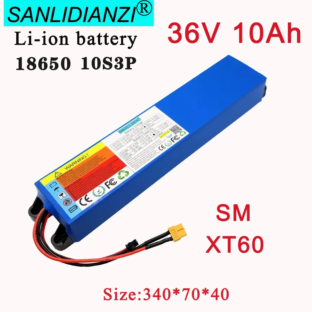 

36V 10Ah 18650 Rechargeable lithium Battery pack 10S3P 500W High power for Modified Bikes Scooter electric bicycle With BMS XT60