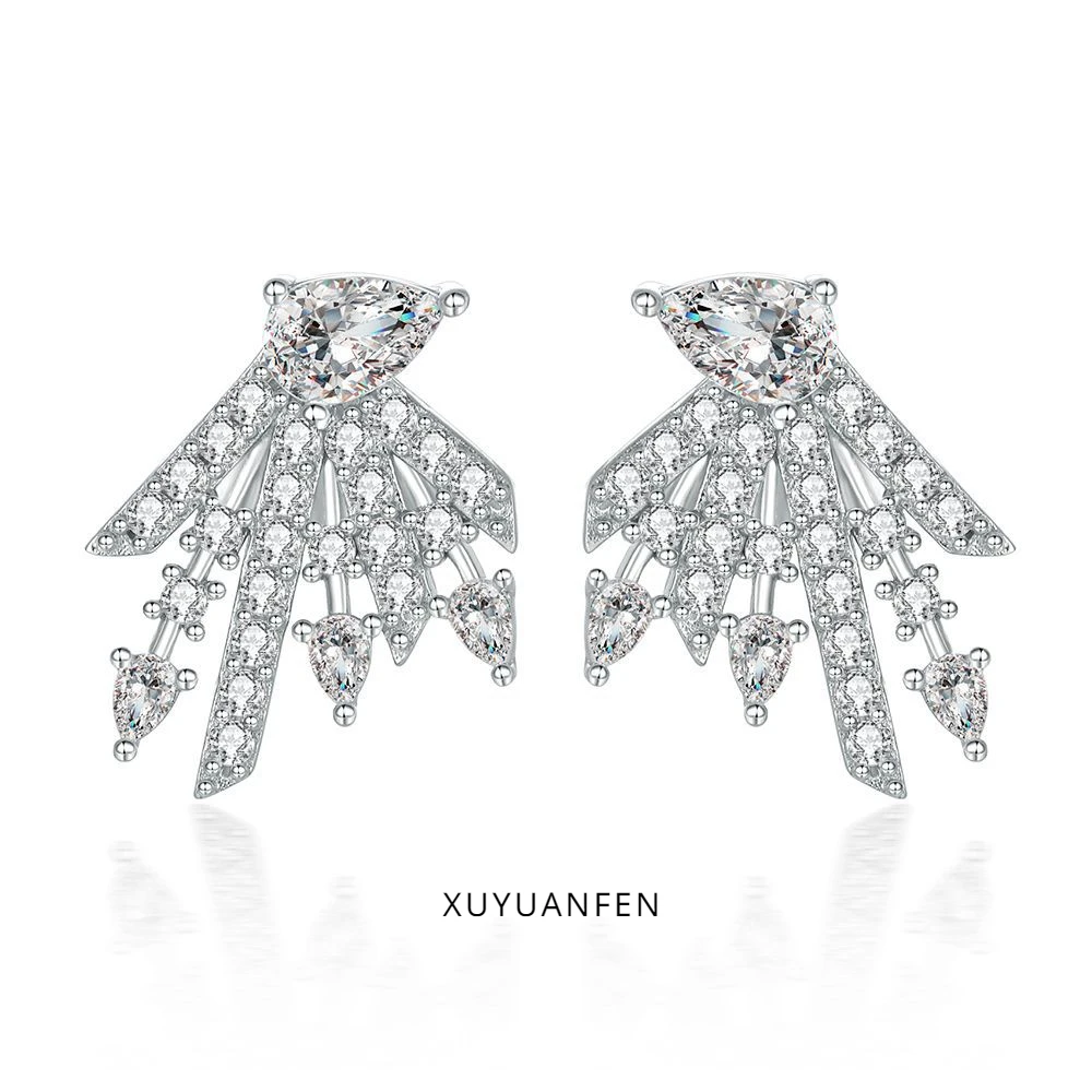 

XUYUANFEN Amazon Cross Border Hot Selling Women's S925 Sterling Silver Inlaid Zircon Earrings, Unique European and American