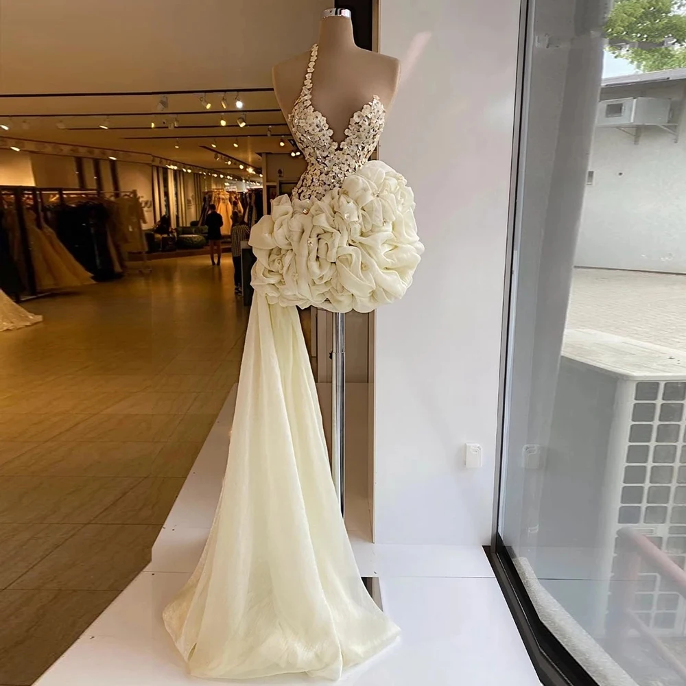2022 Ivory Floral Appliques Short Prom Dresses Beige Ruched High Low Sweep Train Evening Gowns Cocktail Dress Vestidos De Gala
2022 Ivory Floral Appliques Short Prom Dresses Beige Ruched High Low Sweep Train Evening Gowns Cocktail Dress Vestidos De Gala