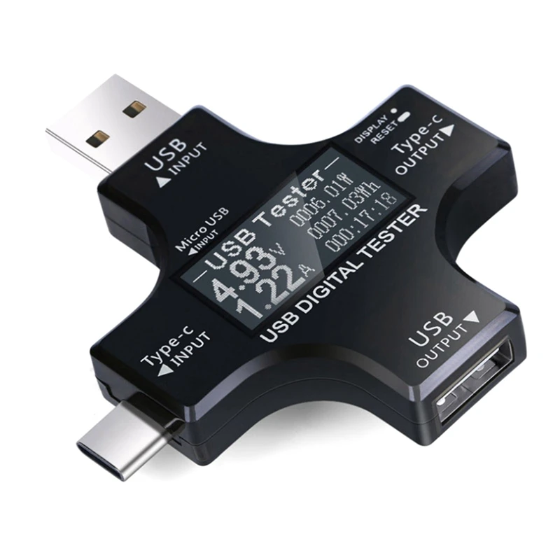 Цифровой USB-тестер, Вольтметр постоянного тока с разъемом Type-C и индикатором заряда
Цифровой USB-тестер, Вольтметр постоянного тока с разъемом Type-C и индикатором заряда