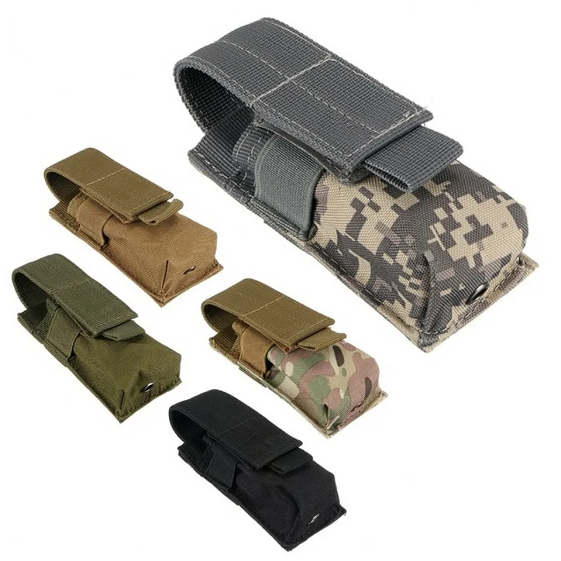 

Double 9mm Pistol Magazine Pouch Molle Mag Holster Flashlight Holder Bag Attachment Pack Tactical Hunting Military Accessories