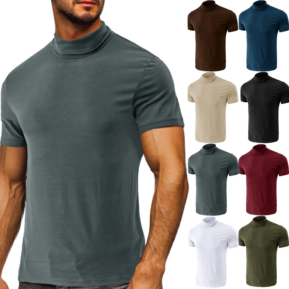 Fashion Spring Autumn Short Sleeve T Shirt Men Clothing Streetwear Half Turtleneck Solid Color Slim Fit Tee Shirt Pullover Homme
Fashion Spring Autumn Short Sleeve T Shirt Men Clothing Streetwear Half Turtleneck Solid Color Slim Fit Tee Shirt Pullover Homme