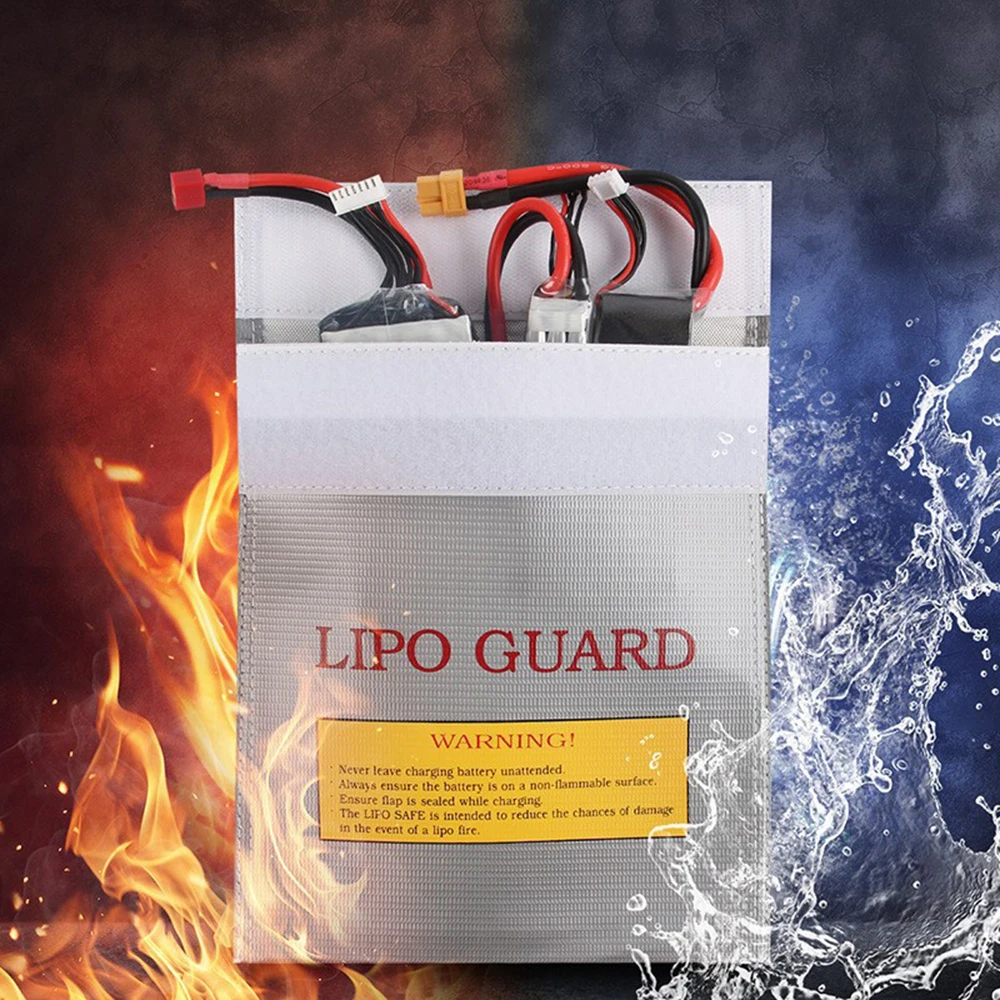 

1Pcs Fireproof RC LiPo Li-Po Battery Fireproof Safety Guard Safe Bag Charging Sack Battery Safety Guard Silver Black Two size