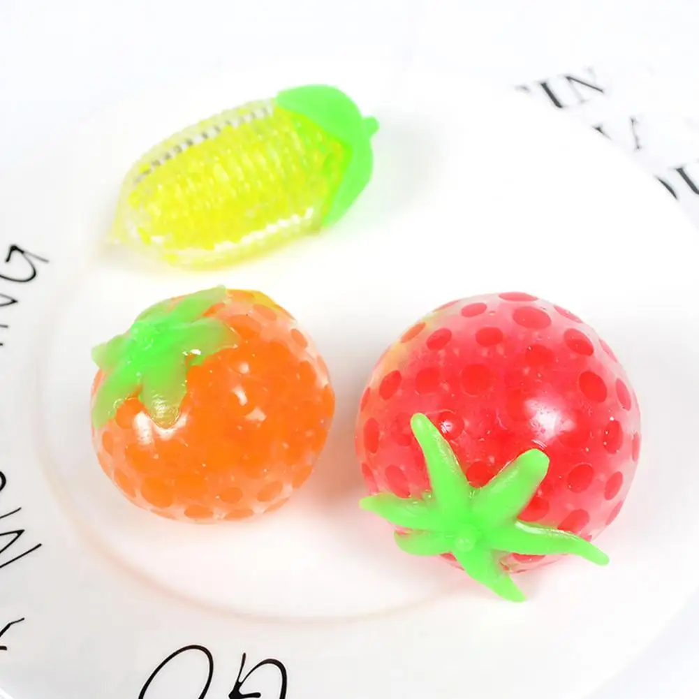 

Fruit Squishes Toy Slow Rebound Vegetable Fruit Toy for Stress Relief Flexible Tpr Corn Tomato Orange Squeeze Fidget for Kids