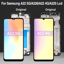 D'origine Pour Samsung Galaxy A22 5G LCD A226 SM-A226B D'assemblée de Convertisseur Analogique-Numérique D'écran Tactile Pour Samsung A22 4G Affichage A225 Avec Cadre=