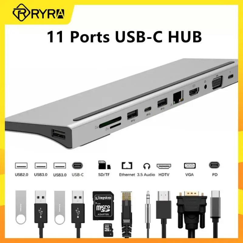 RYRA 11 IN 1 USB-C Docking Station HUB USB 3.0 Type C Adapter 4K HDMI-compatible RJ45 SD/TF VGA Audio PD For MacBook Laptop
RYRA 11 IN 1 USB-C Docking Station HUB USB 3.0 Type C Adapter 4K HDMI-compatible RJ45 SD/TF VGA Audio PD For MacBook Laptop