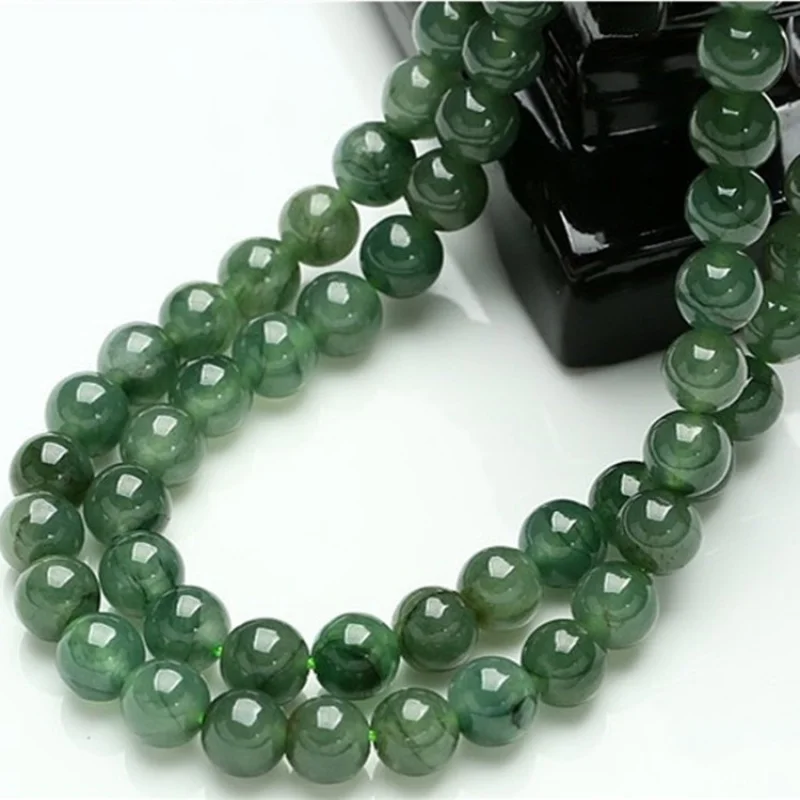 

Meiyuge Burmese a Goods Oil Green Jade Jasper Necklace Buddha Beads