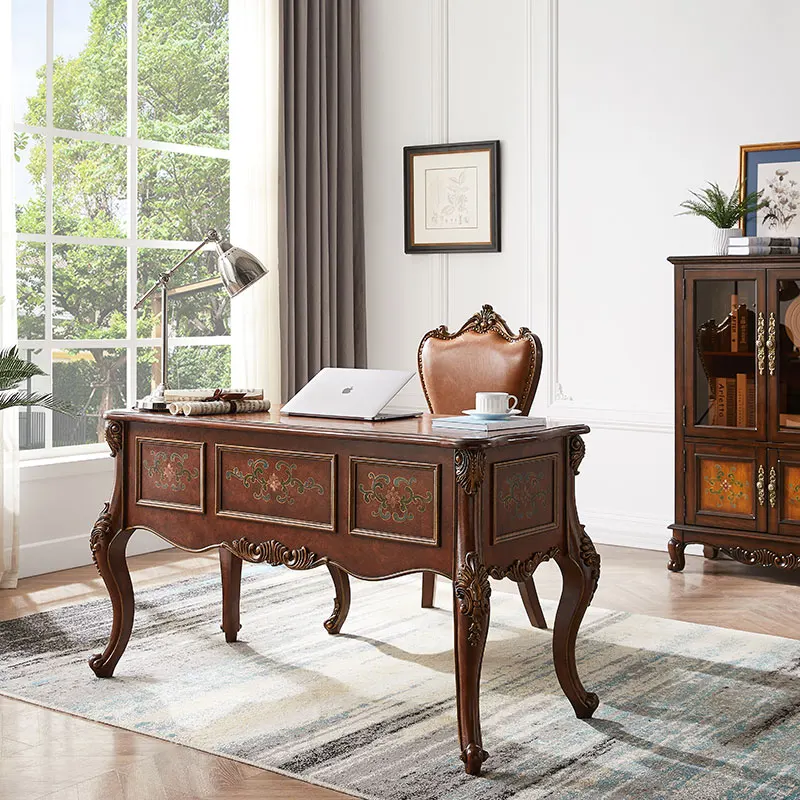 American-Style Solid Wood Retro Desk Chair European-Style Home Computer Desk Desk Study Furniture Set Boss Desk1
American-Style Solid Wood Retro Desk Chair European-Style Home Computer Desk Desk Study Furniture Set Boss Desk1