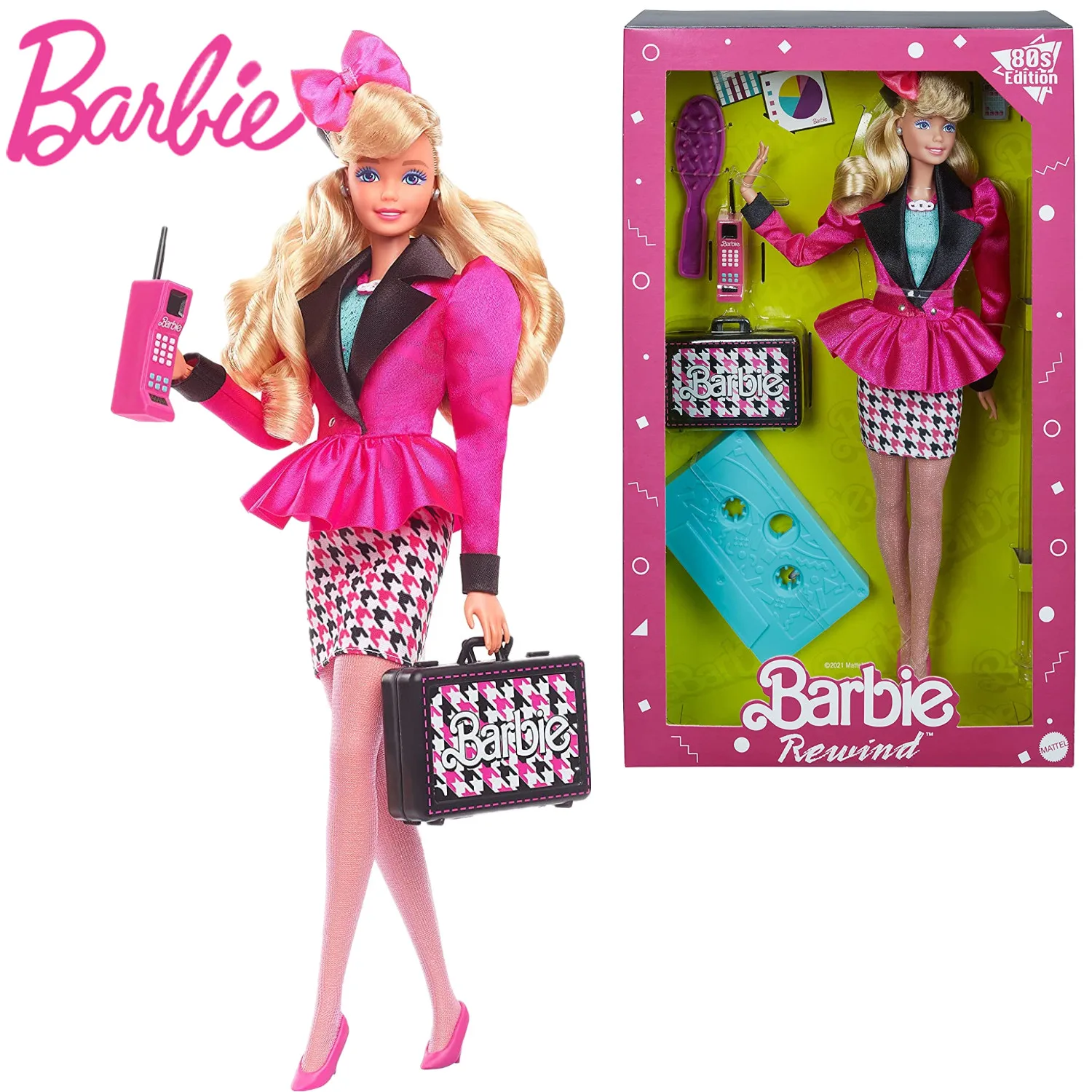 

Barbie Rewind 80s Edition Career Girl Doll Wearing Blazer Houndstooth Skirt & Accessories Barbie Toy Kids & Collectors Gift