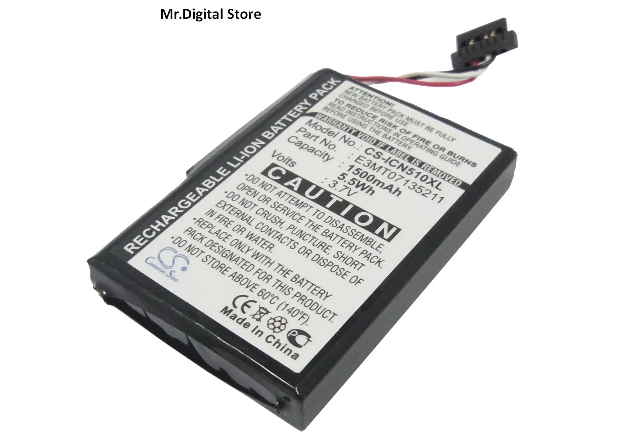 Cameron Sino 1500mAh Battery E3MT07135211 for NAVMAN iCN 510, iCN 520, iCN 530, iCN550
Cameron Sino 1500mAh Battery E3MT07135211 for NAVMAN iCN 510, iCN 520, iCN 530, iCN550