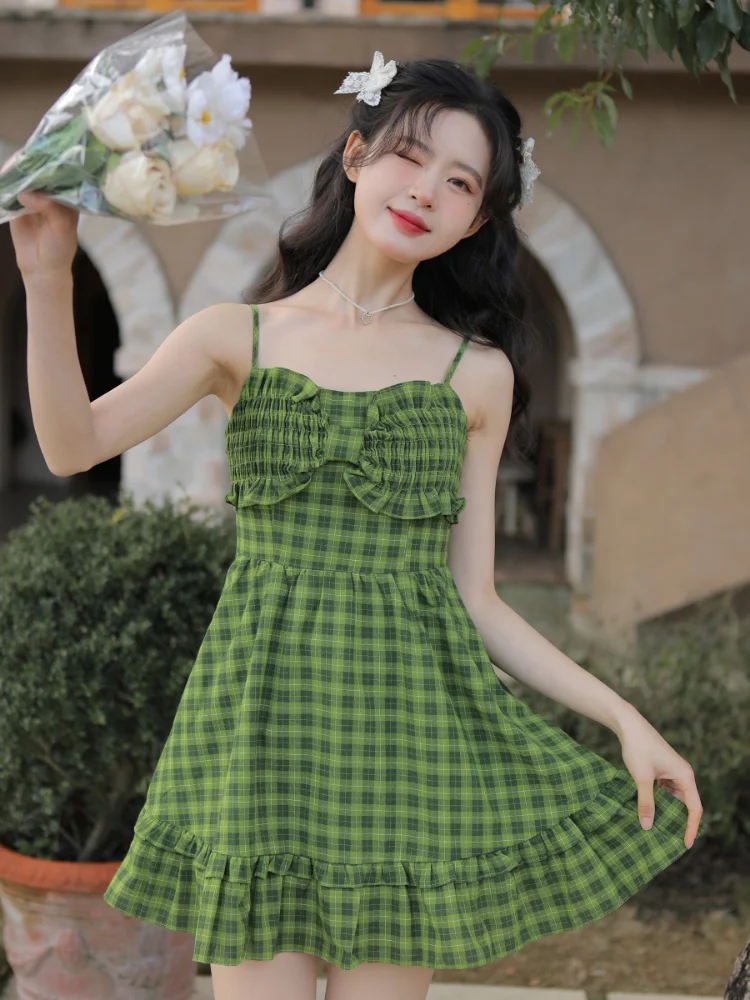 Summer Dress 2023 Women Green Check Sling Dress Sundress Female Sleeveless Dress Vestido
Summer Dress 2023 Women Green Check Sling Dress Sundress Female Sleeveless Dress Vestido
