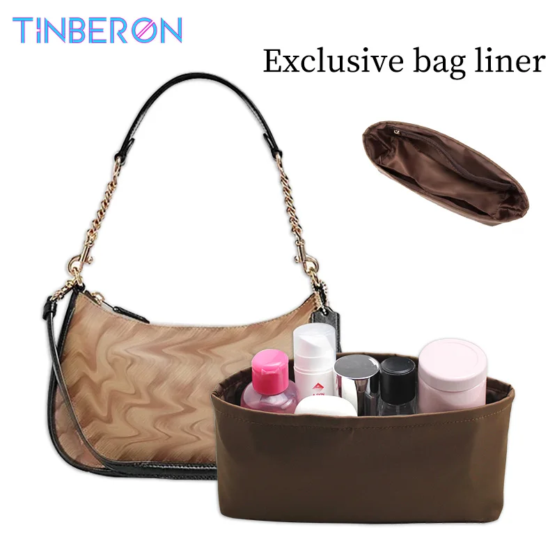 

TINBERON Nylon Bag Organizer Handbag Inner Bag Purse Insert Cosmetic Bag Portable Travel Storage Makeup Bag Liner Support Shaper