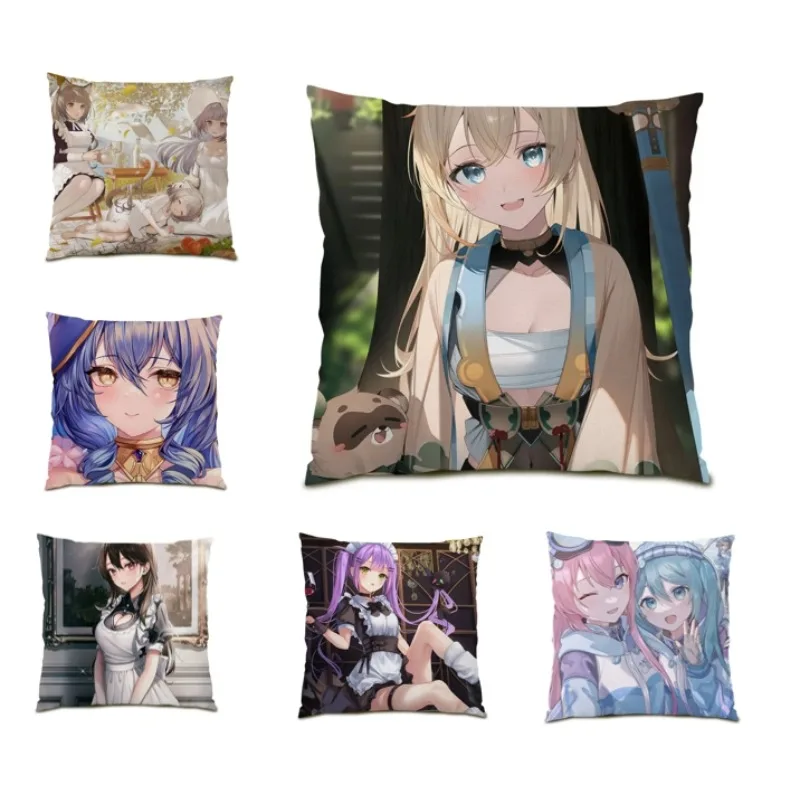 

Anime Girl Portrait Pillowcase Bed Decor Anime Double Sided Cushion Cover Home Decor 45x45cm Cartoon Square Pillow Cover F1360