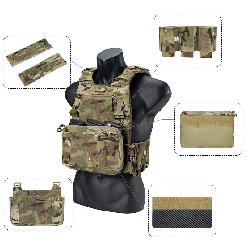 

IDOGEAR Tactical FCSK 3.0EX Plate Carrier MOLLE Vest With inner Plates with DOPE Front Flap Pouch Shoulder Pads