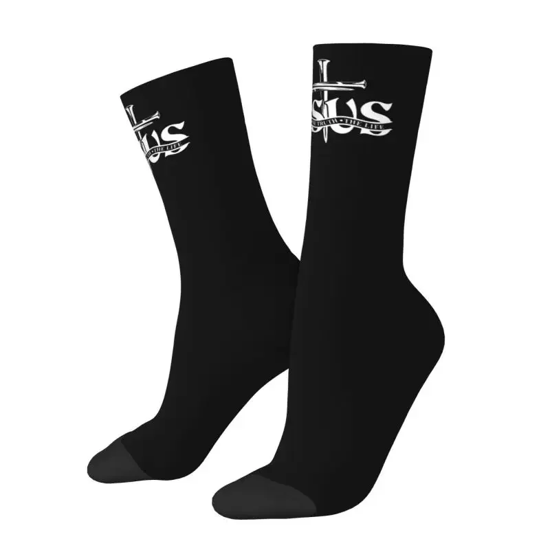 

The Way The Truth The Life Jesus Men Women Crew Socks Unisex 3D Print Christian Religion Faith Dress Socks