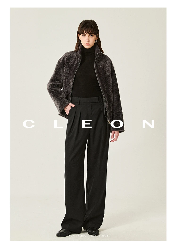 High-end Luxury Lacon Lamb Fur Cropped Winter Jackets for Women 2025 Simple Stand Collar Genuine Leather Real Fur Shearling Coat High-end Luxury Lacon Lamb Fur Cropped Winter Jackets for Women 2025 Simple Stand Collar Genuine Leather Real Fur Shearling Coat