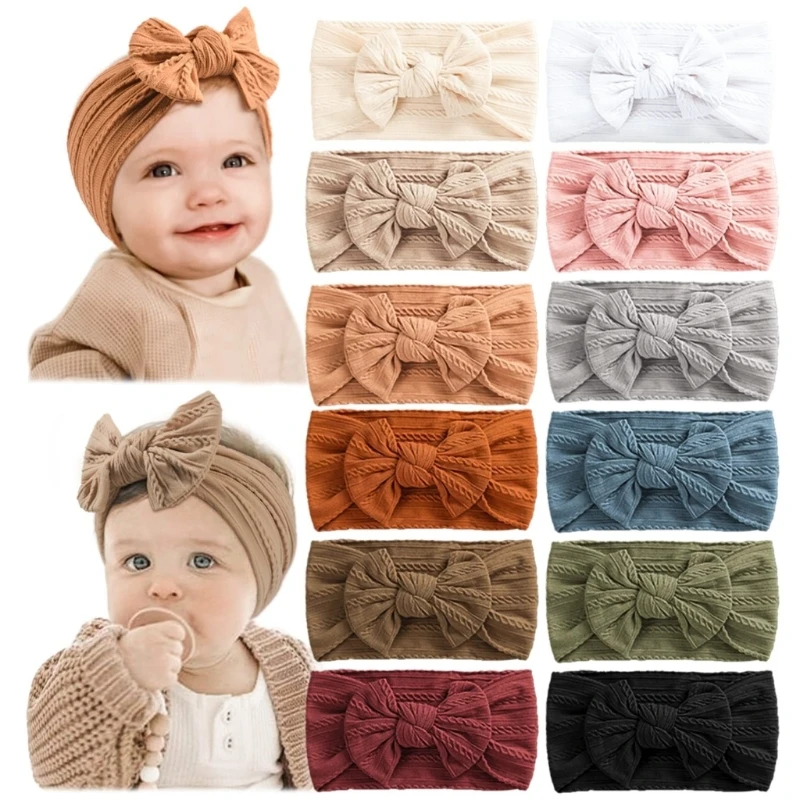 

Baby Bowknot Headband Wide Band Bow Hair Bands Soft Elastic Knotted Headwear for Baby Girl Newborn Headbands Head Wraps