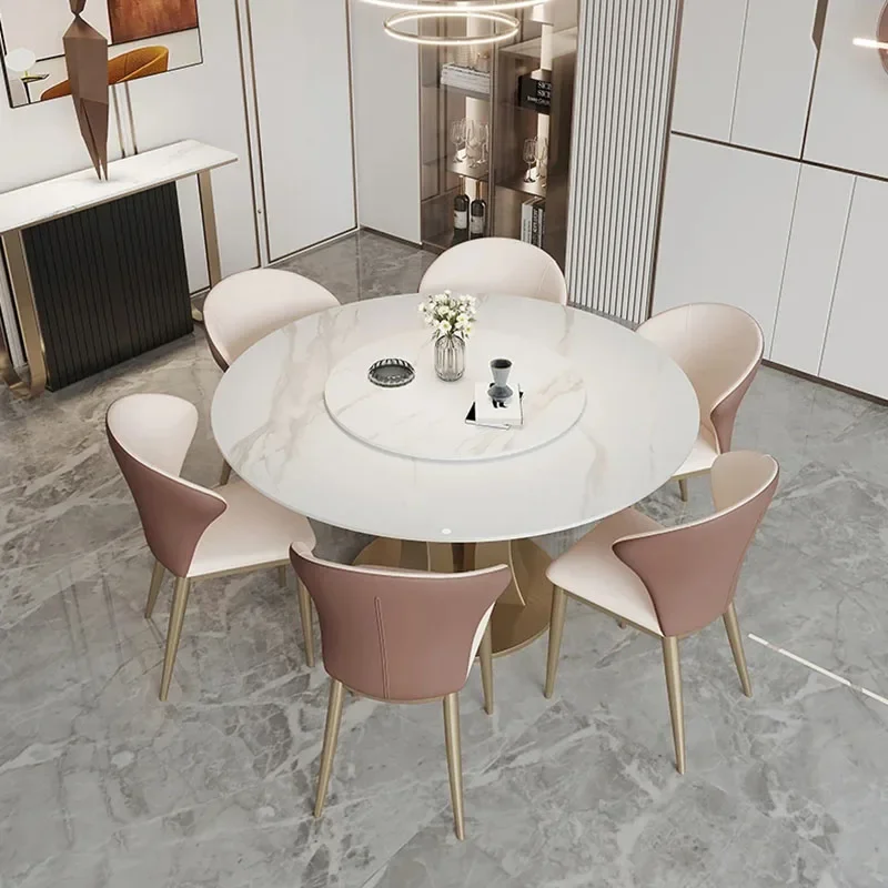 

Luxury Center Round Dining Table Modern Minimalist Italian Light Luxury High-end Marble Stone Mesa De Comedor Modern Furniture