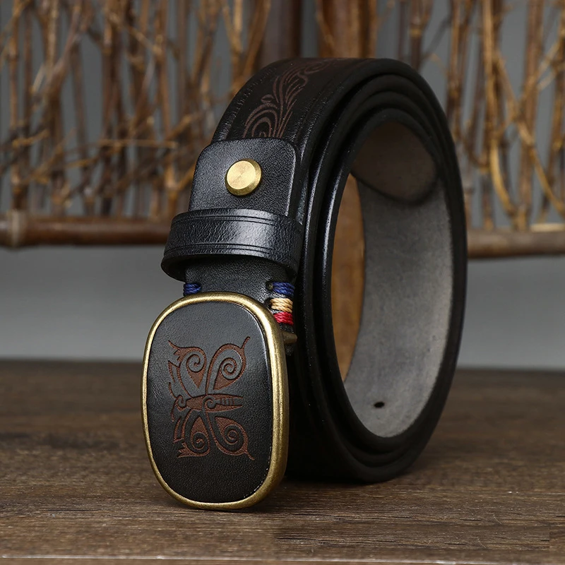 High Quality Male Waistband 3.5CM Thick Cowskin Genuine Leather Belts Men Retro Copper Smooth Buckle Cowhide Business Belt
High Quality Male Waistband 3.5CM Thick Cowskin Genuine Leather Belts Men Retro Copper Smooth Buckle Cowhide Business Belt