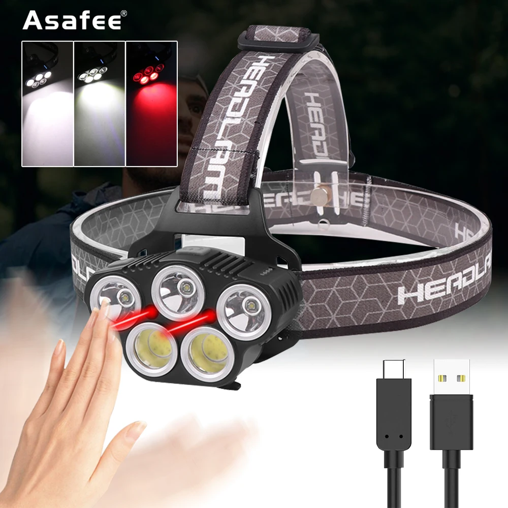 Asafee Induction Headlamp XPE+COB Headlamp Type-c Rechargeable hHeadlamp Portable Induction Headlamp Red Light Induction Headlam
Asafee Induction Headlamp XPE+COB Headlamp Type-c Rechargeable hHeadlamp Portable Induction Headlamp Red Light Induction Headlam