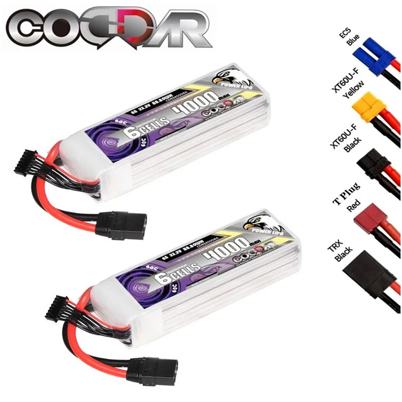 

CODDAR 6S 4000mAh 22.2V 60C LiPo Battery For FPV Drone RC Quadcopter Helicopter Airplane Hobby Boat RC Car Rechargeable Battery