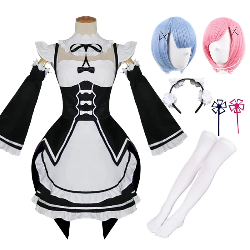 

Anime Re Life In A Different World From Zero Ram/Rem Cosplay Costumes The Maid Outfit Halloween Costume Maid Servant Dress