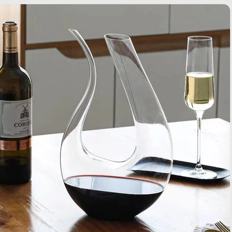 

1500ML High Grade Decanter Spiral Crystal U-shaped Wine Decanter Harp Swan Creative Whiskey Red Wine Separator Glass Bottle