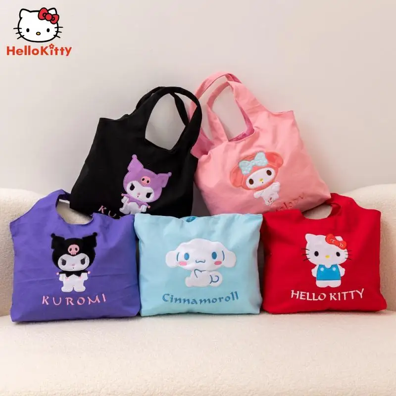 

Hello Kitty MINISO Kawaii Canvas Bag Anime Kuromi Cinnamoroll My Melody Fashion Handbag Environmental Shopping Bag Girl Gift