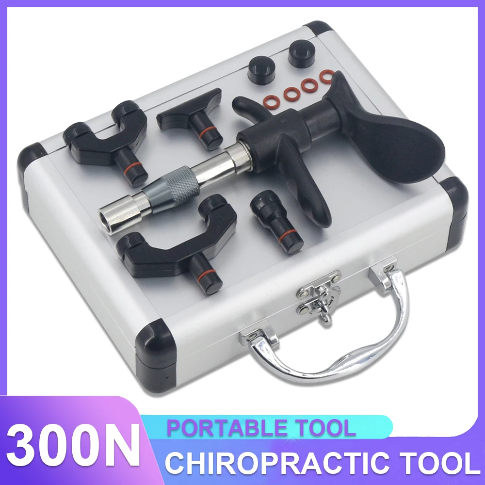 

Manual Gun Set Chiropractic Adjustment Tool Spine 4 Heads Therapy Adjust Vertebration Tools Massager 300N