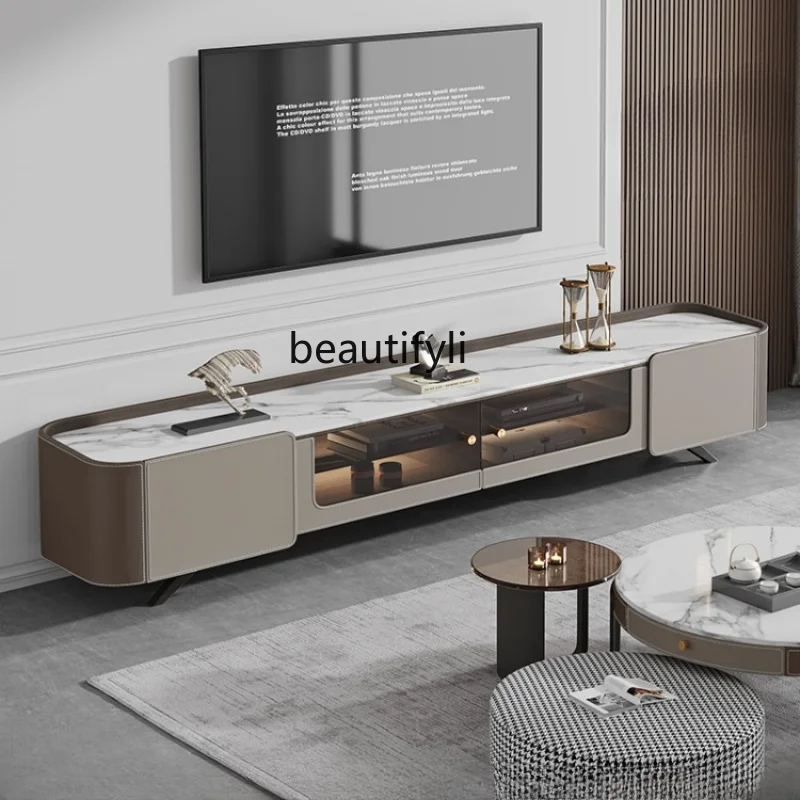 Rock Plate TV Cabinet Modern Minimalist Nordic Living Room Furniture Fashion Saddle Leather Tea Table Combination Platform
Rock Plate TV Cabinet Modern Minimalist Nordic Living Room Furniture Fashion Saddle Leather Tea Table Combination Platform