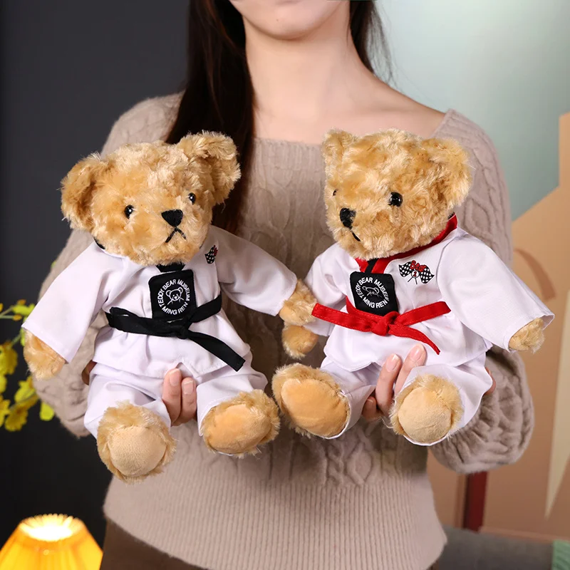 

Забавная Мишка Тедди Kawaii, одежда для тхэквондо, форма, плюшевая кукла, мягкое Мягкое Животное, коричневый медведь, плюшевые игрушки для девочек, подарки на день Святого Валентина